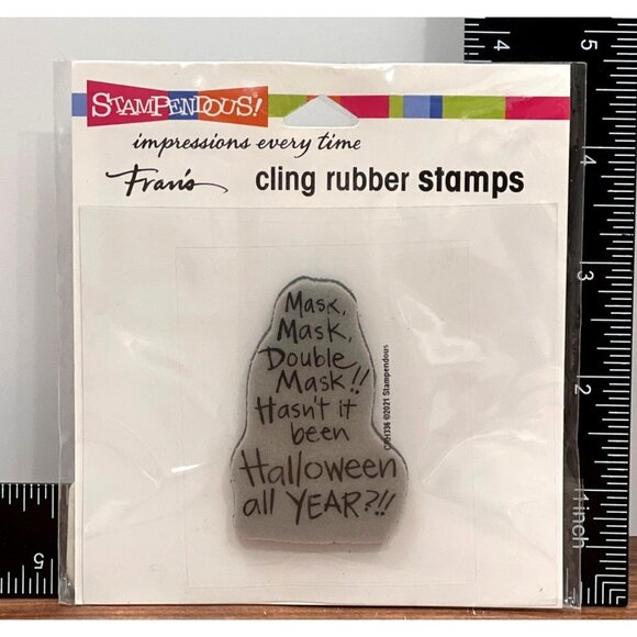 Stampendous Cling Rubber Stamp CRH336 Double Mask Halloween Theme - Picture 1 of 2